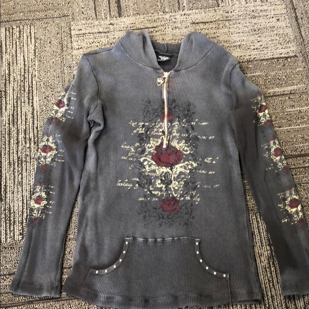 Women’s waffle long sleeve with hood